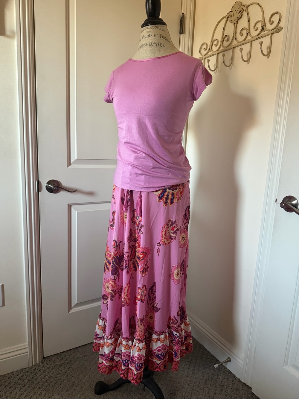 Women’s Pink Floral Maxi Skirt and matching tee